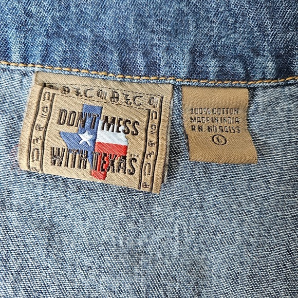 Don't Mess with Texas Denim Vest Womens Large Woven Western Rodeo Boho‎ - Picture 4 of 6